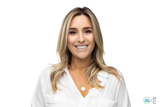 blonde woman portrait smiling after her cosmetic dentistry